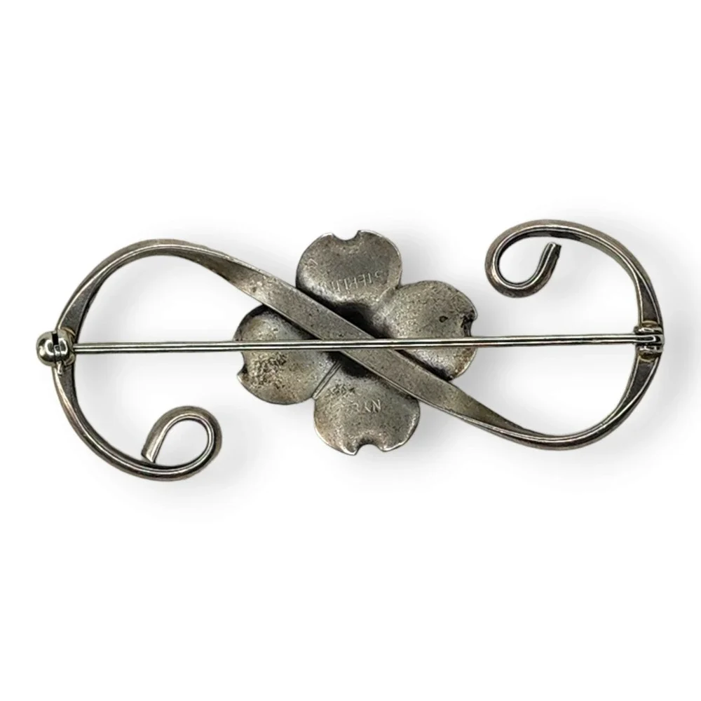 Stuart Nye Brooch Sterling Silver 925 Vintage Dogwood Flower Pin Signed